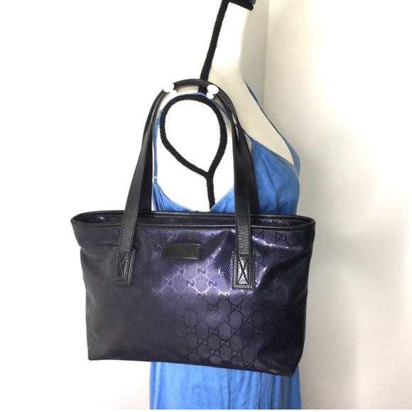 Gucci authentic tote bag navy imprime coated canvas - Picture 2 of 16